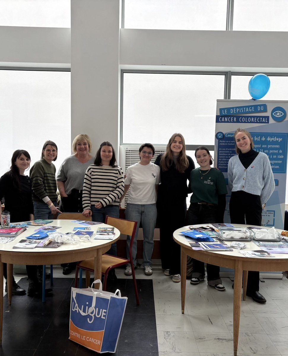 Lundi, l’AAEPR a accueilli <a href="/laliguecancer/">La Ligue contre le cancer</a> , la <a href="/Cpam35/">Assurance Maladie d'Ille-et-Vilaine (CPAM)</a> et la CRCDC dans le cadre du colon tour de <a href="/Pharma_ANEPF/">ANEPF Pharmacie</a>, pour sensibiliser au dépistage du cancer colorectal auprès des étudiants du campus santé. Un grand merci aux intervenantes ! 
Le reste de la semaine du bien-être de