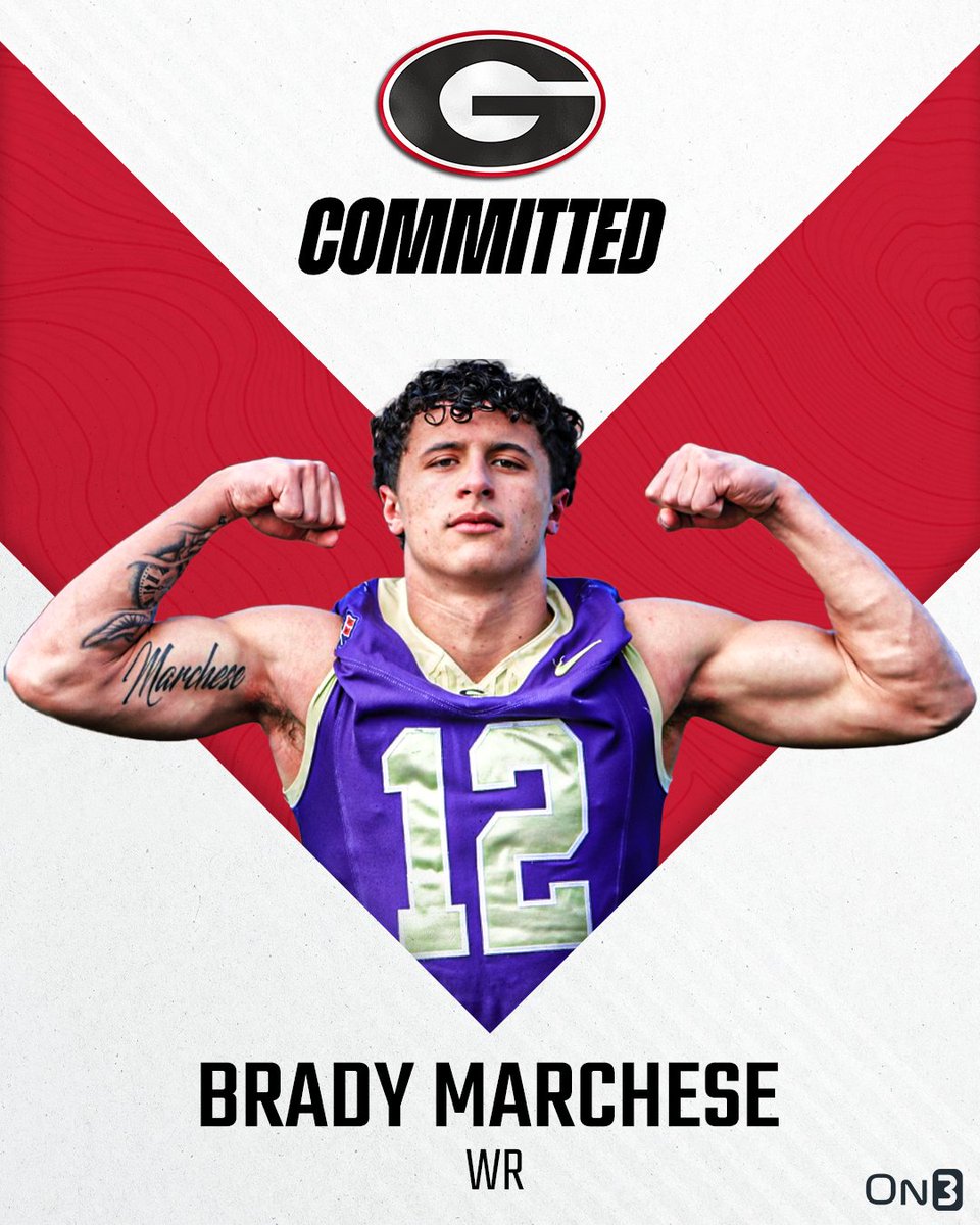 On3 Recruits (@on3recruits) on Twitter photo 🚨BREAKING🚨 WR Brady Marchese has committed to Georgia, per <a href="/Hayesfawcett3/">Hayes Fawcett</a>🐶
Read: on3.com/news/georgia-f… 🚨BREAKING🚨 WR Brady Marchese has committed to Georgia, per <a href="/Hayesfawcett3/">Hayes Fawcett</a>🐶
Read: on3.com/news/georgia-f…