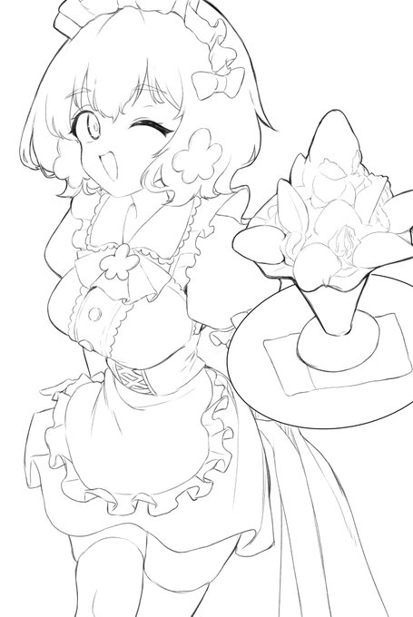 #ゾンサガ線画 
#ゾンサガぬり絵 
#私のゾンサガ線画を貴方色に塗って欲しい

パフェ持ってる愛ちゃんです
ご自由に塗り絵してください
(自作発言、二次配布、商用利用はNG) 