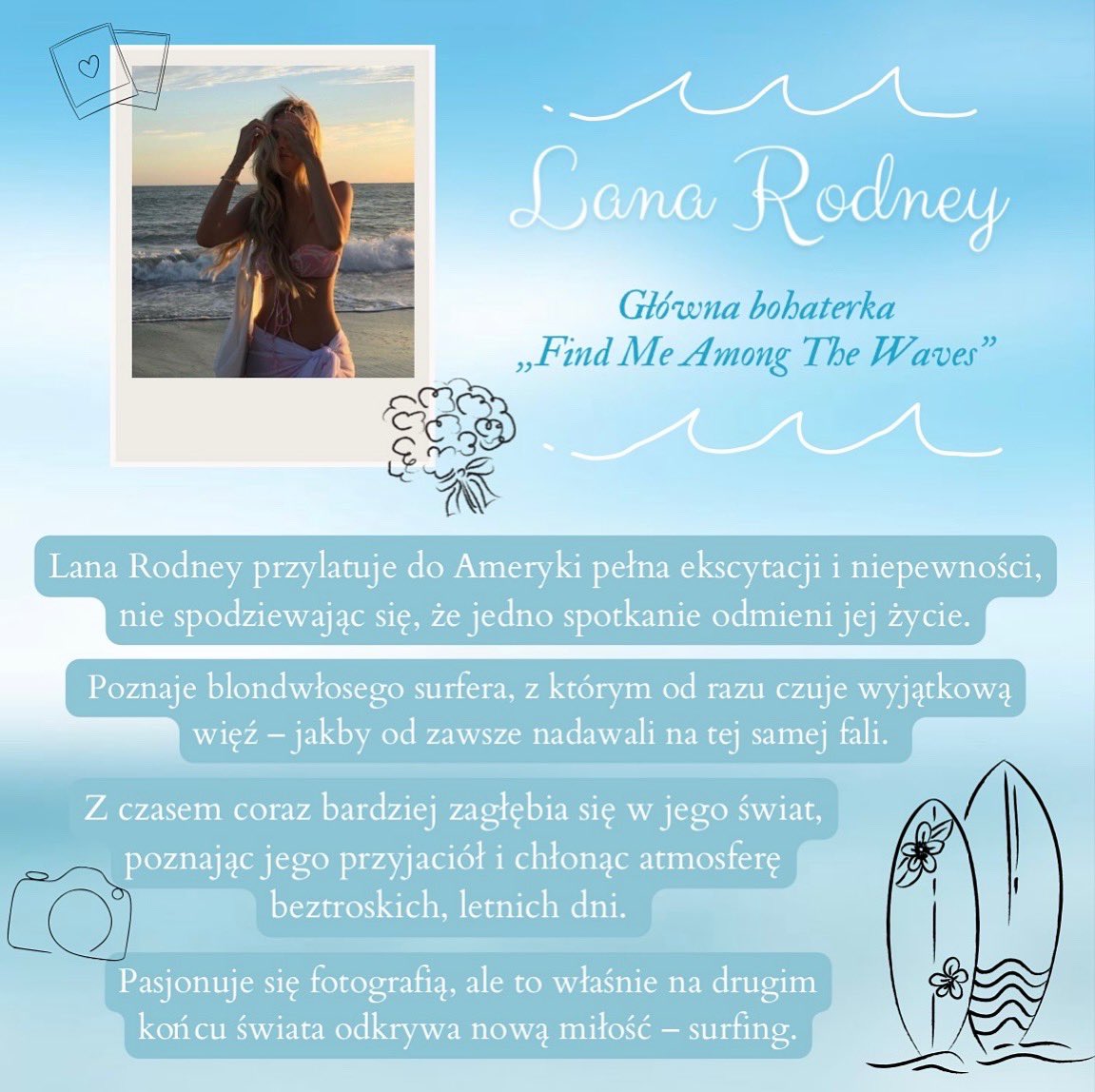 tinka_autorka's tweet photo. Lana Rodney z 𝑭𝒊𝒏𝒅 𝑴𝒆 𝑨𝒎𝒐𝒏𝒈 𝑻𝒉𝒆 𝑾𝒂𝒗𝒆𝒔
.
.
.
#twitteroweksiążkary #wattpad #book #bookmedia #books #wattpadpolska #fmatwmk https://t.co/5pOi3xJ9zz