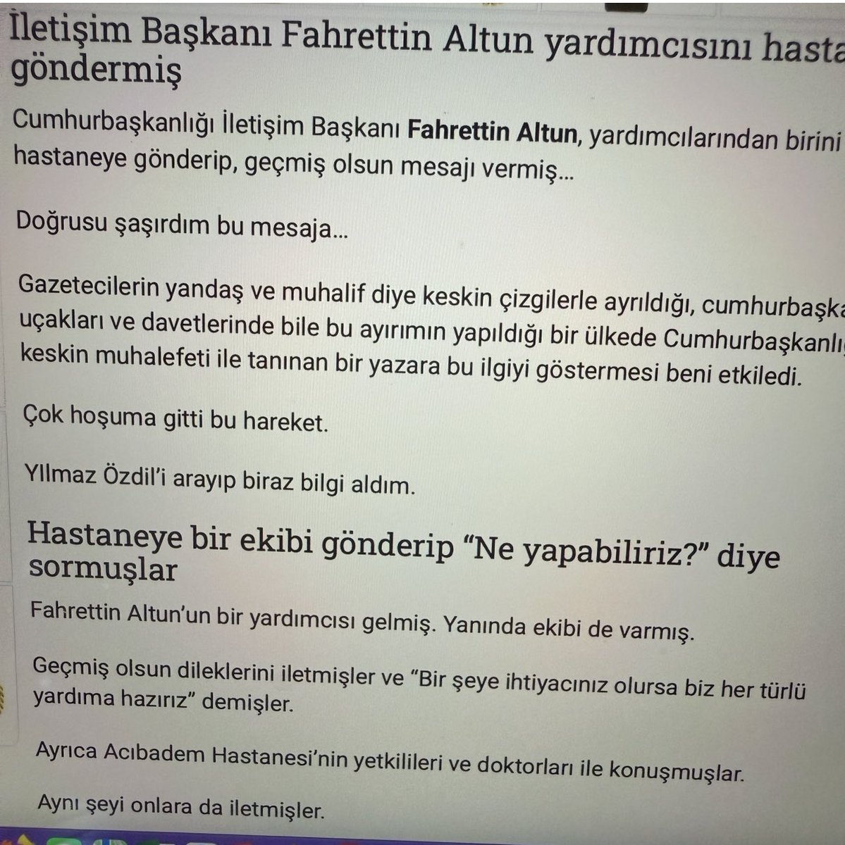 Enişte mi amca mı hala mı bilmem. Bunu yazan ben değilim. Soran da yazan da Ertuğrul Özkök. Herkese belgesiz bilgisiz çamur atıp gazetecilerin tutuklanmasına neden olmak ayıp değil mi yengene ya da baldızına sor istersen