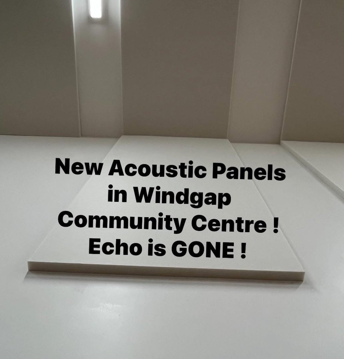 Audio testing during Windgap GAA breakfast morning prep can happily report that the echo is well and truly gone.   This is a game changer and enables Windgap Community centre as an excellent live  lmusic venue.  Might make quite quizzes a bit handier to hear as well!