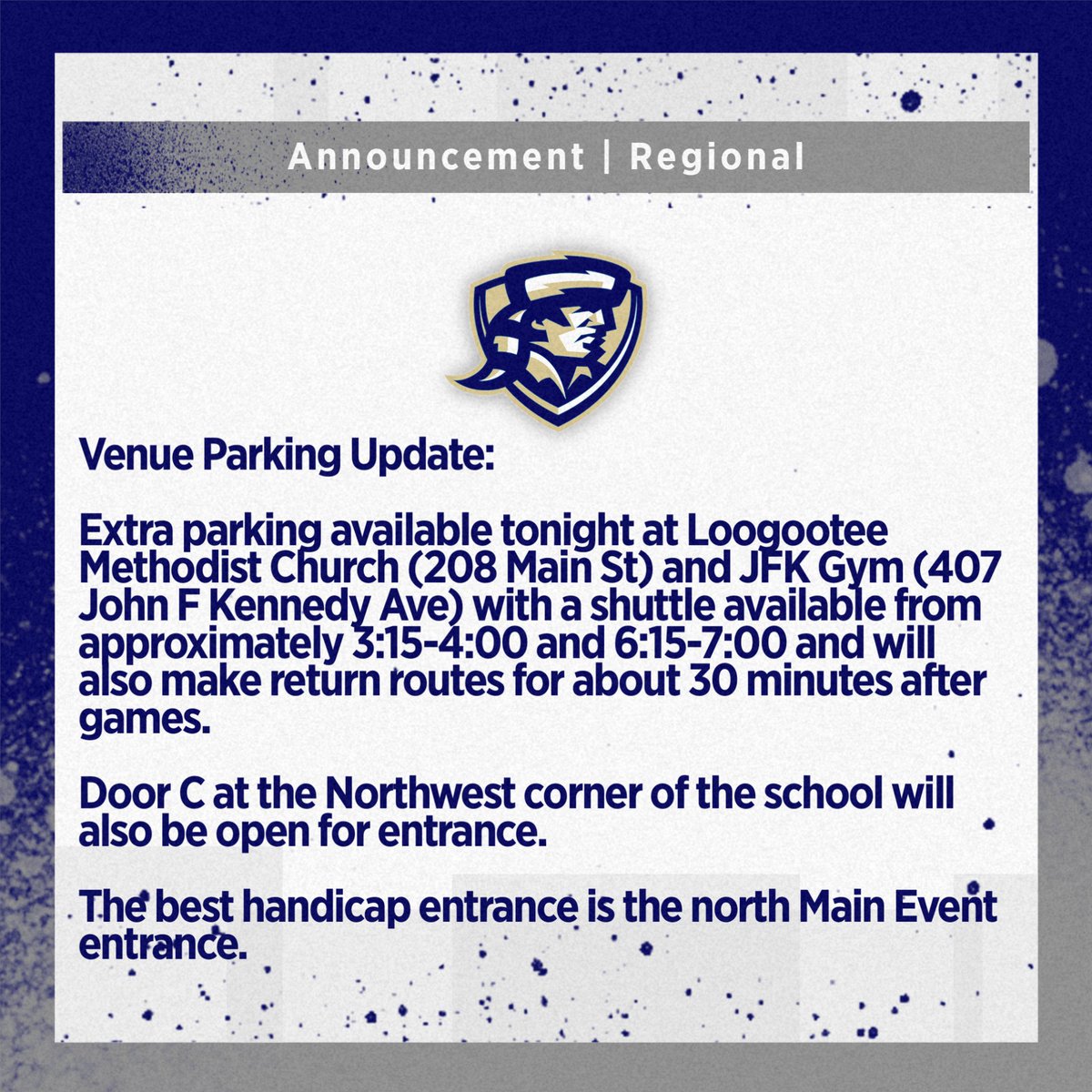 Updated information for tonight's Regional game in Loogootee: