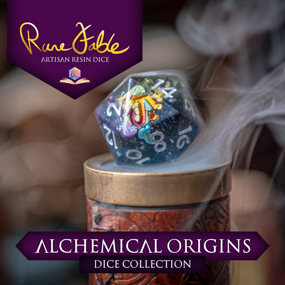 Alchemical Origins is a love letter to handcrafted dice making. Six distinct designs, each set completely unique to its owner, all created in my UK workshop. Follow along as we build up to the summer launch: kickstarter.com/projects/runef…