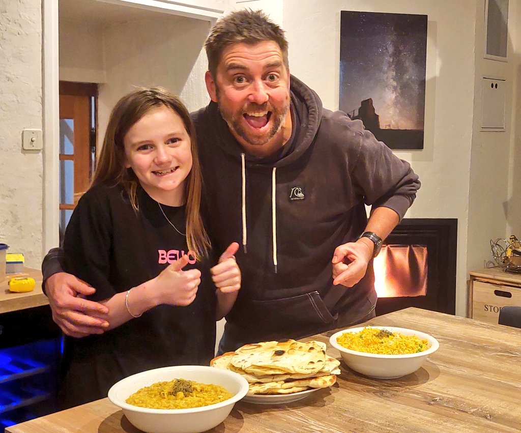 It was a great night making dahl (w red lentils), Vagharelo Bhaat (indian fried rice) and naan with daughter. #curry #loveindia