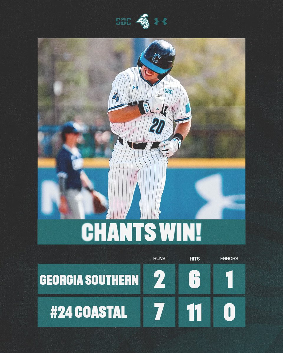 CoastalBaseball's tweet photo. First of the day secures the series ✅

#ChantsUp | #Selfless https://t.co/BS9aK8kTOh