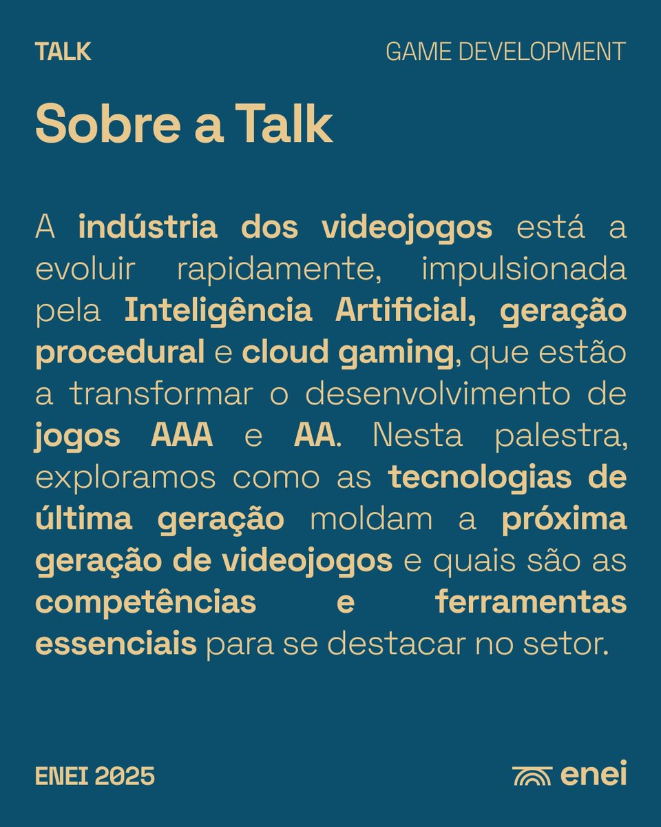 GDMPorto's tweet image. Queres aprender mais sobre novas tecnologias de Game Dev por uma das figuras mais destacadas da indústria portuguesa?

Não percas! Garante já o teu bilhete!
eneiconf.pt/r/QZBA48cI

#gamedev #enei2025 #enei