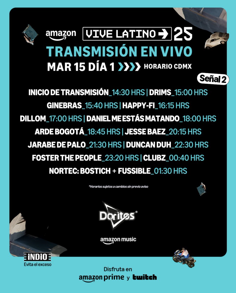 mehaceruido's tweet photo. Recuerden que @PrimeVideoMX o en su canal de Twitch #AmazonMusicenVivo podrás ver las presentaciones en vivo, aquí te dejamos los horarios 🤘 #AmazonVL25 #VL25 https://t.co/yAFzCCIgIK