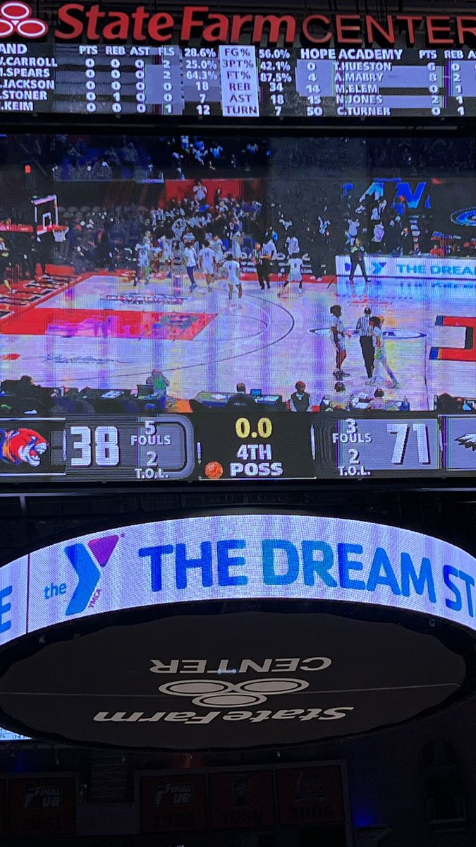 Final at the State Farm Center 

Cougars lose to Hope Academy and finish a magical season 34-5 and State Runner-ups.