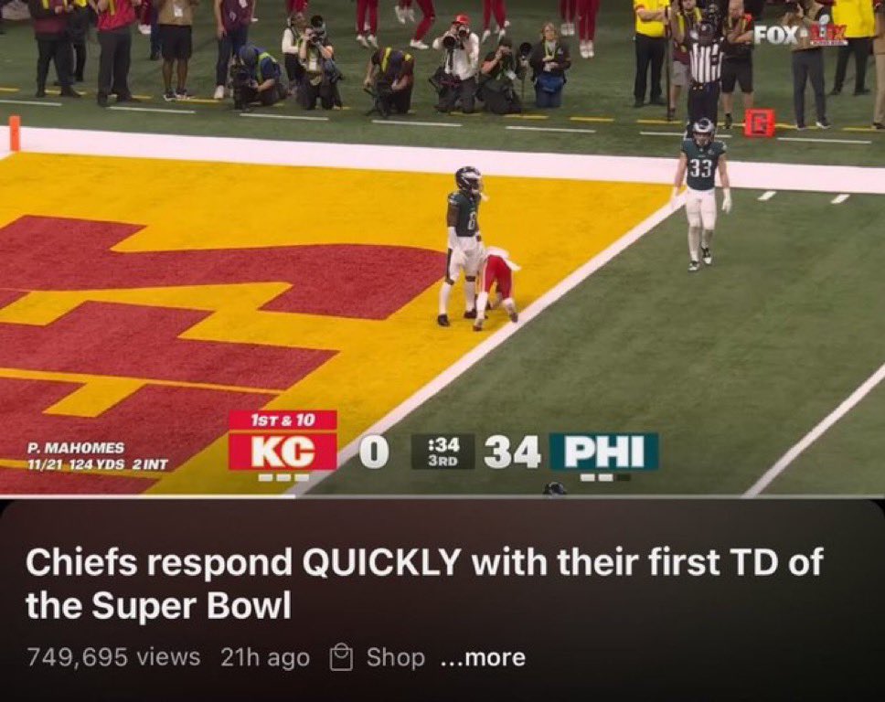 That_Hurts's tweet photo. Reminder that most NFL fans will NEVER see their team up 34-0….

Let alone in the superbowl against the greatest QB and Coach in the league 😭 https://t.co/pifkpvRI7B