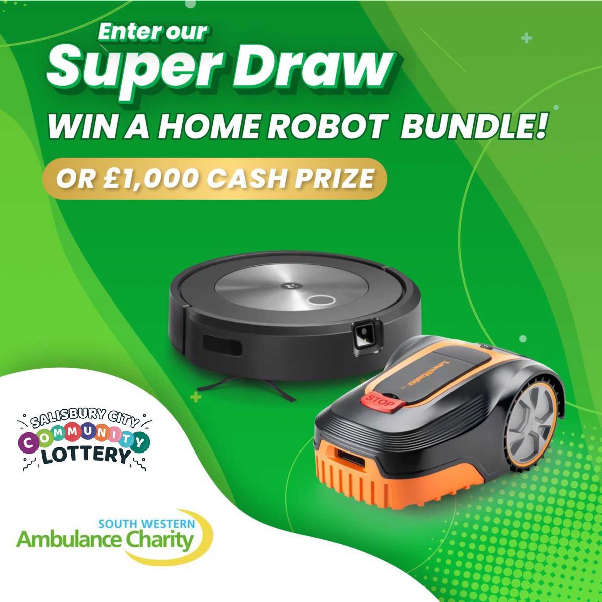 🤖Ever fancied a home robot to help with your chores? Play one of our local lotteries for a chance to win a home robot bundle (or £1000 cash). £1 per week per ticket supports our activities in your area.
👉 swambulancecharity.org/lottery
#salisbury #swindon #exeter #torbay &amp; more!