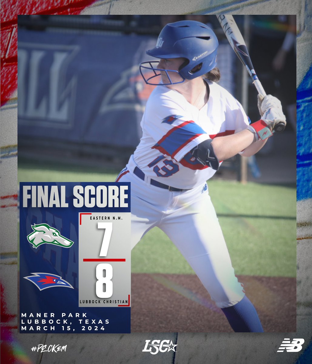 🥎SB | #LCUvsENMU
GAME 2 - FINAL

Eastern N.M. 7
Lady Chaps 8

🔵- Trailing 7-0, LCU rallies with 8 unanswered runs over the final three-inning, including a 2-run 7th for the walkoff win... LCU (19-9, 10-8) sweeps the DH to open division play 2-0

🥎 #LSCSB
🥎 #d2sb