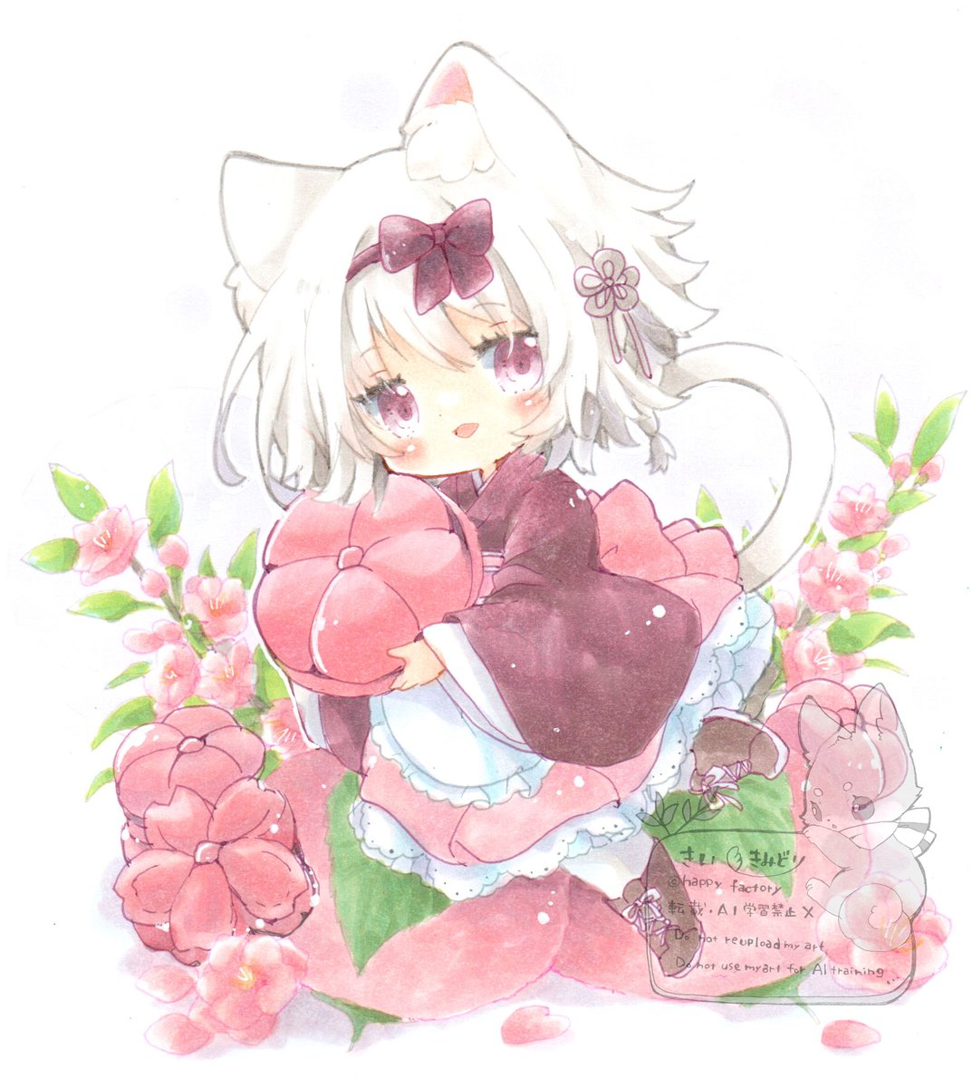 「白黒猫ちゃん 」|きい(きみどり)のイラスト