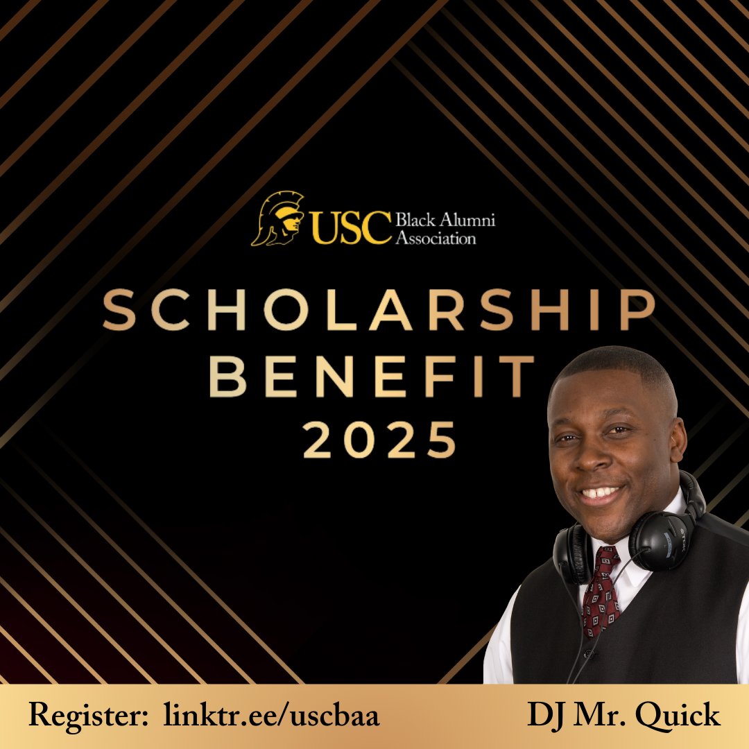 We’re just ONE WEEK away from the USC Black Alumni Scholarship Benefit!  DJ Mr. Quick will be providing the soundtrack for an unforgettable evening at the USC Black Alumni Scholarship Benefit on March 22.  Secure your spot before we sell out! RSVP now: linktr.ee/uscbaa