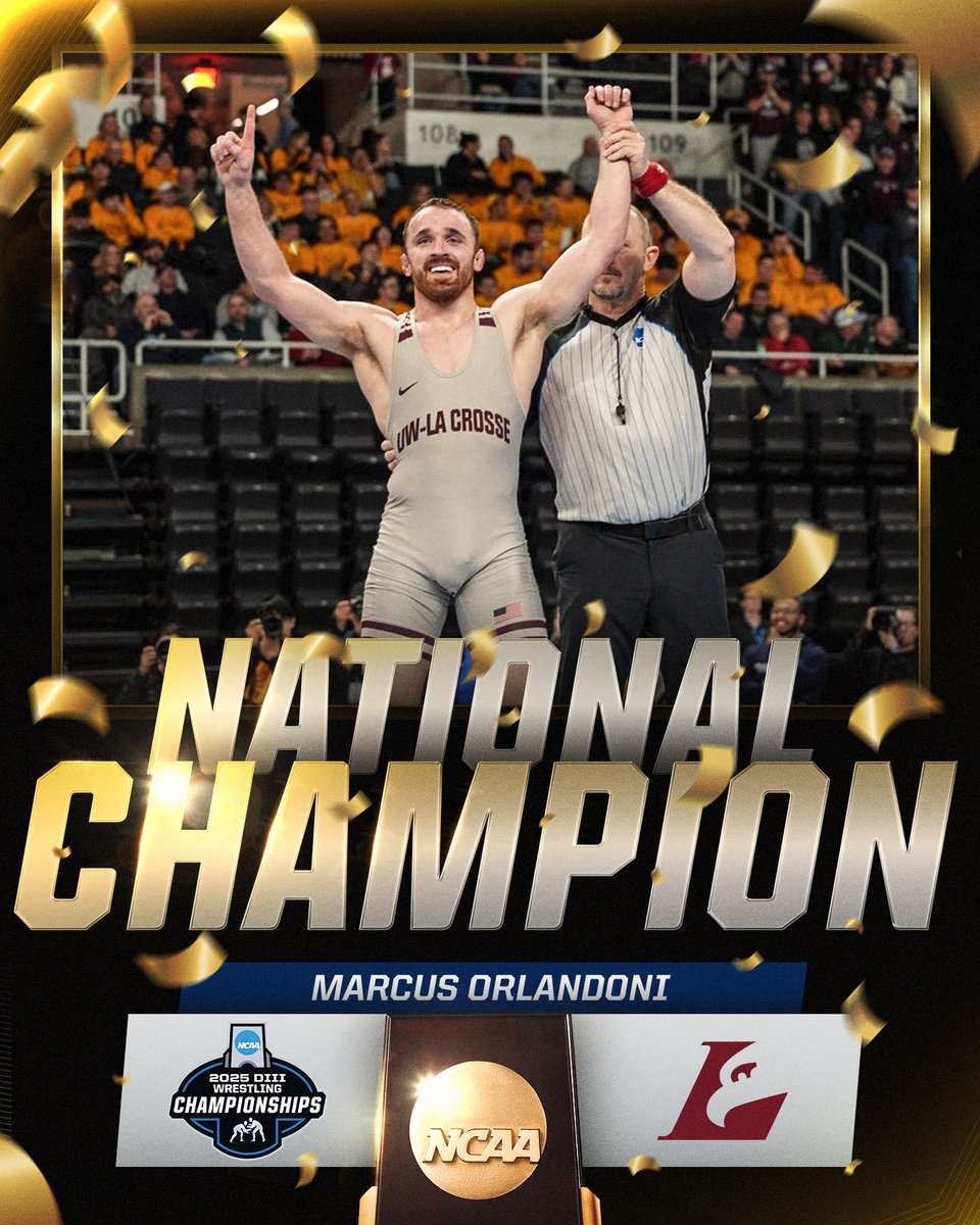Marcus Orlandoni of <a href="/UWLAthletics/">UWL Athletics</a> is the NATIONAL CHAMPION at 184-pounds!

#WhyD3 | #D3wrestle
