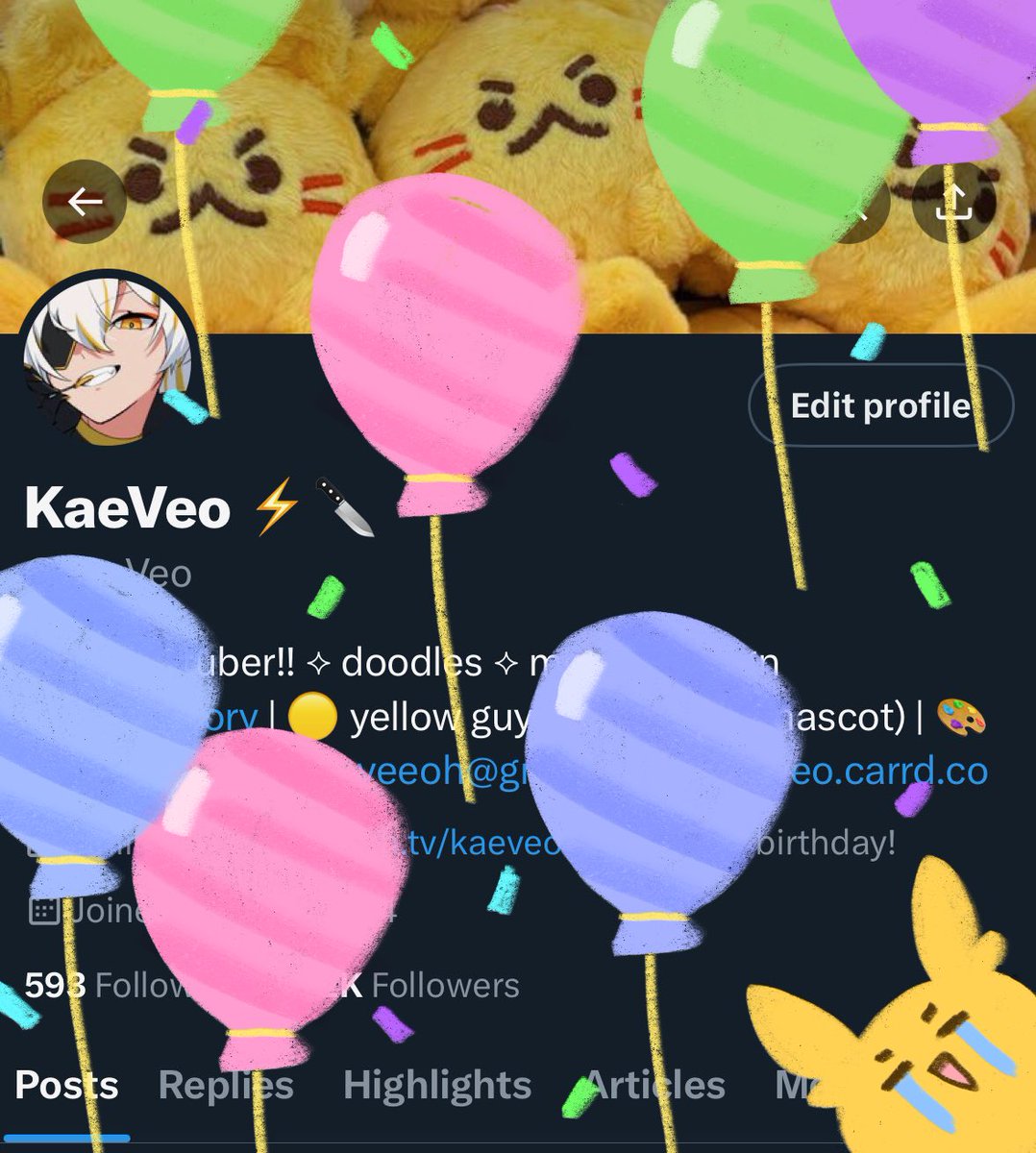 it’s my cake day but did not get any balloons on my profile so made them myself lol 😭