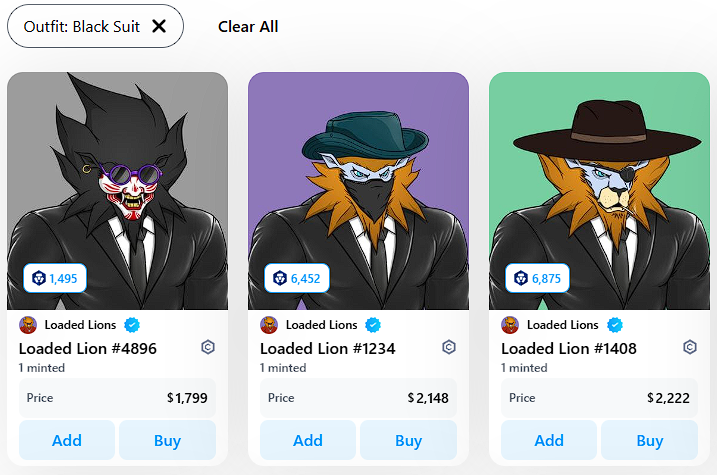 #Web3 #LoadedLions #Crofam #NFTs 
Pretty good floor for some suit lions.