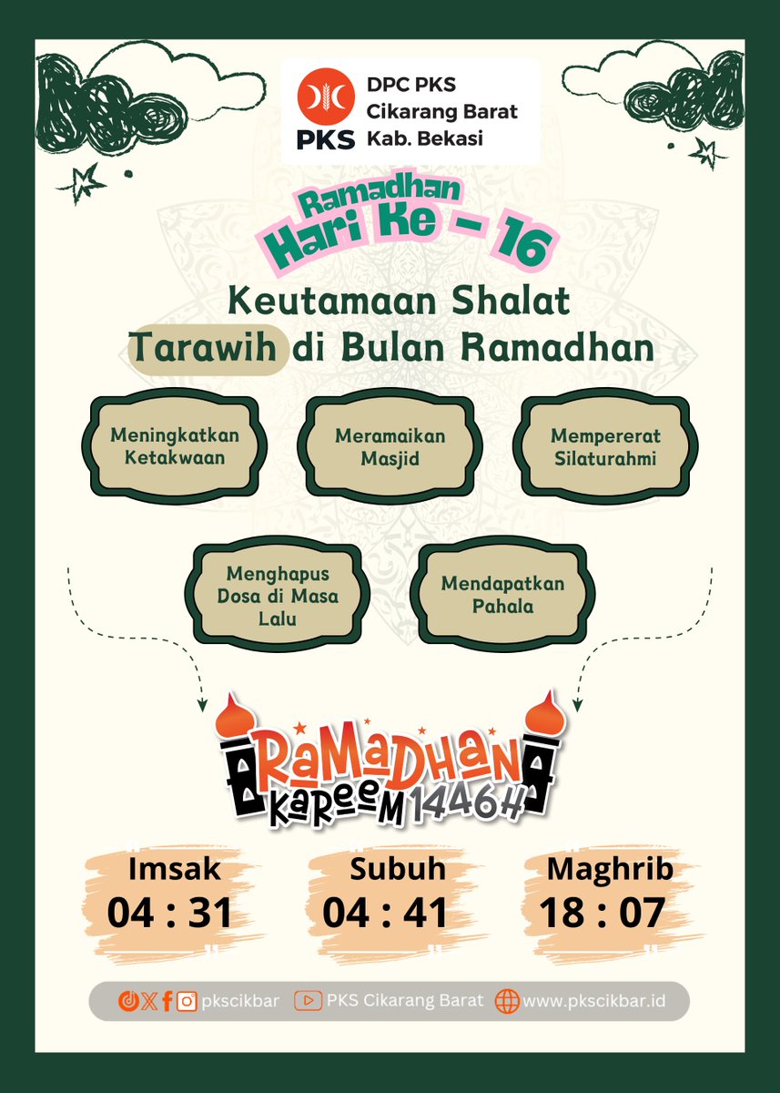Hari Ke-16 Ramadhan 1446H
Keutamaan Shalat Tarawuh di Bulan Ramadhan