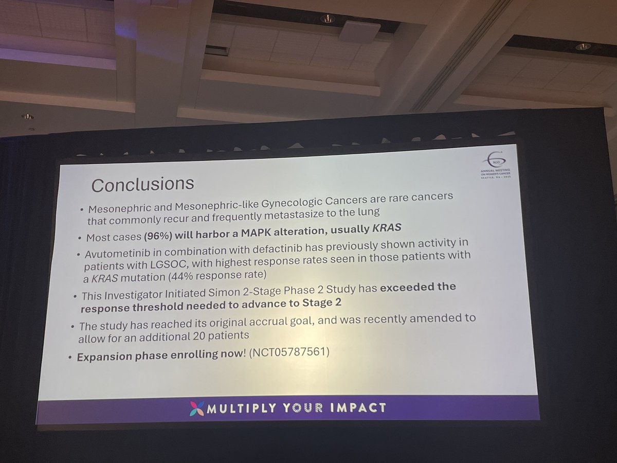 YingLiu88's tweet image. My amazing colleague #RachelGrisham bringing novel therapies to rare cancer types! Avutometinib + Defactinib shows promise in mesonephric tumors and is moving to 2nd stage. Great moderating by @ROCearbhaill #SGO2025. @TeamOvary_MSK @TeamEndo_MSK @MSK_DeptOfMed @MSKCancerCenter