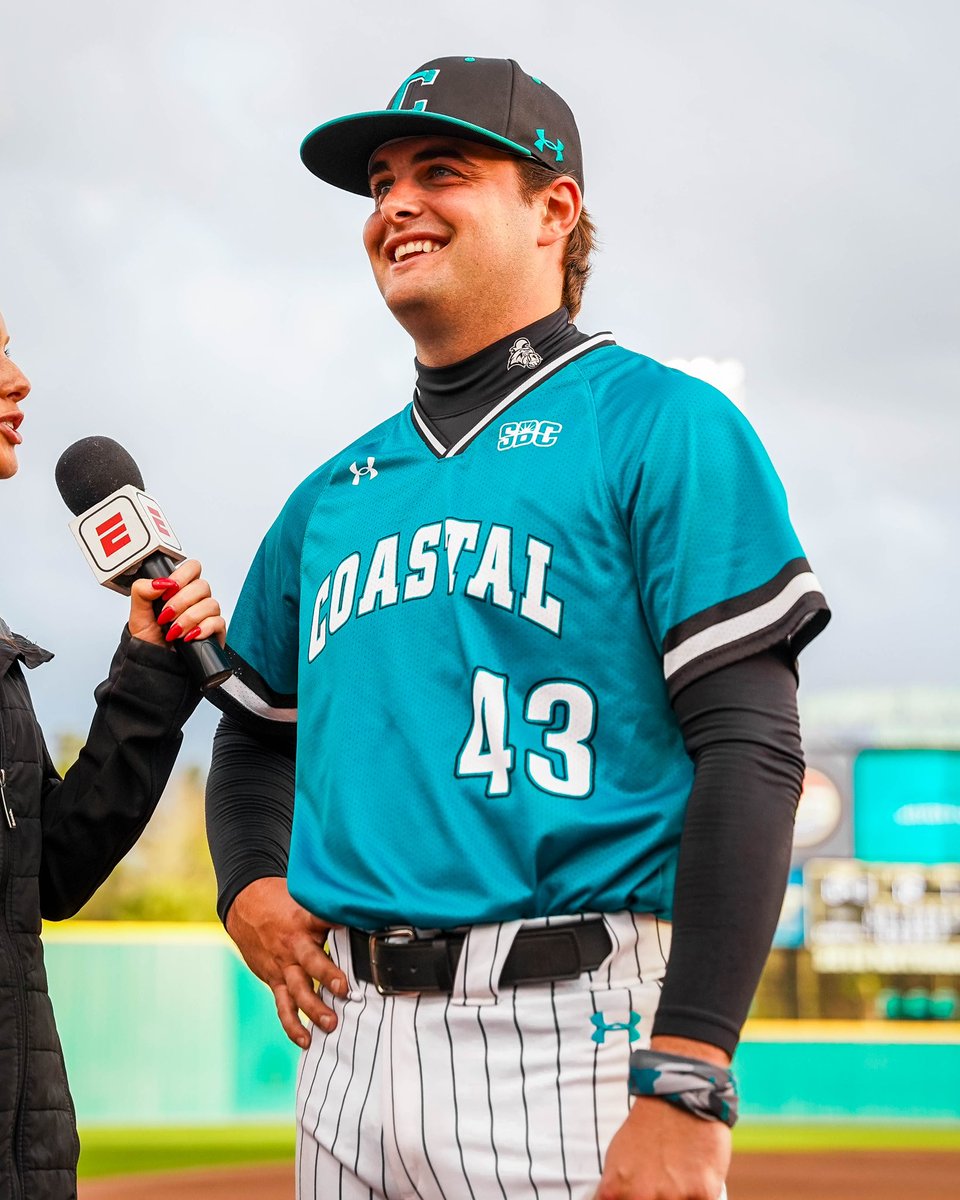 CoastalBaseball's tweet photo. Good to see 43 back on the mound 

#ChantsUp I #Selfless https://t.co/j3RwSlb4bl