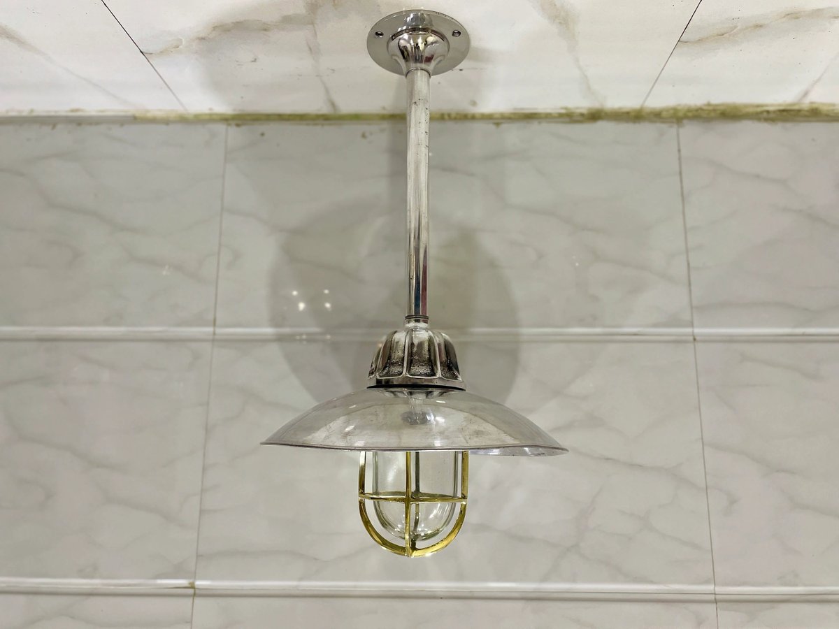 CoastalNautical's tweet photo. Excited to share the latest addition to my #etsy shop: Nautical Handmade Aluminum Bulkhead Ship Light with Brass Cage - Maritime Lamp Style https://t.co/YCEJzZsEfj #silver #gold #bedroom #artdeco #glass #yes #clear #downrod #decorativelight https://t.co/9JkAdye872
