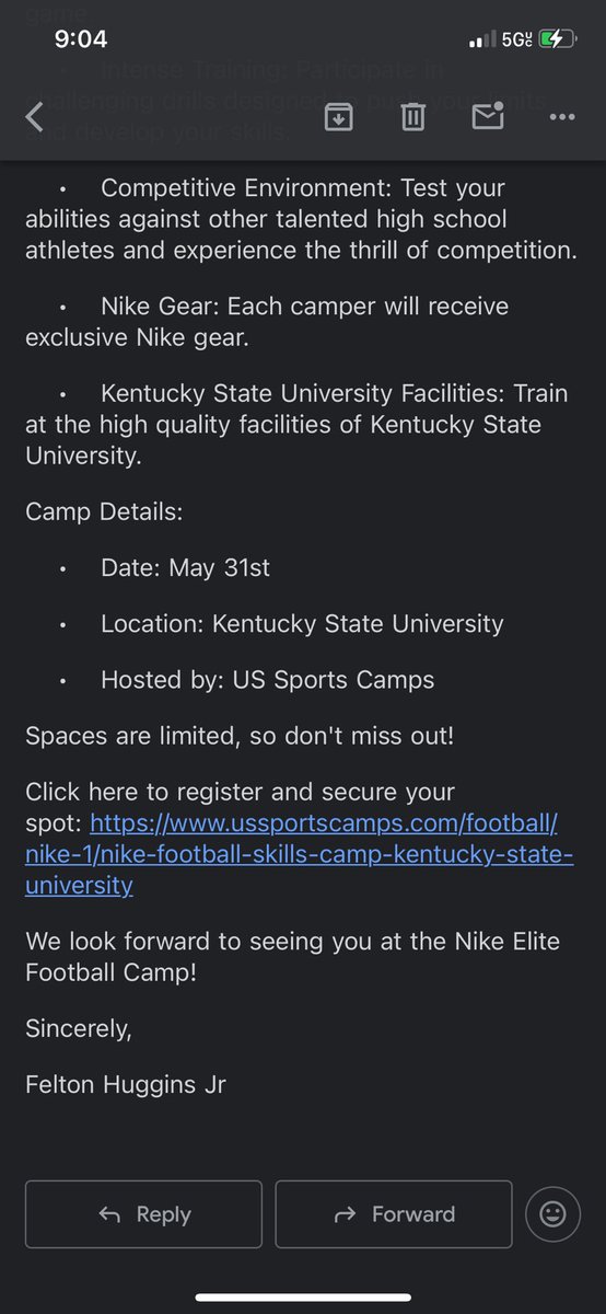 Xaiden Urquhart, C/O 2028 (@xaidenurqu) on Twitter photo Thank you <a href="/F_Huggins80/">Felton Huggins Jr.</a> for the invite to the Nike Elite Football camp in May. I am looking forward to attending the camp at Kentucky State University. #letswork Thank you <a href="/F_Huggins80/">Felton Huggins Jr.</a> for the invite to the Nike Elite Football camp in May. I am looking forward to attending the camp at Kentucky State University. #letswork