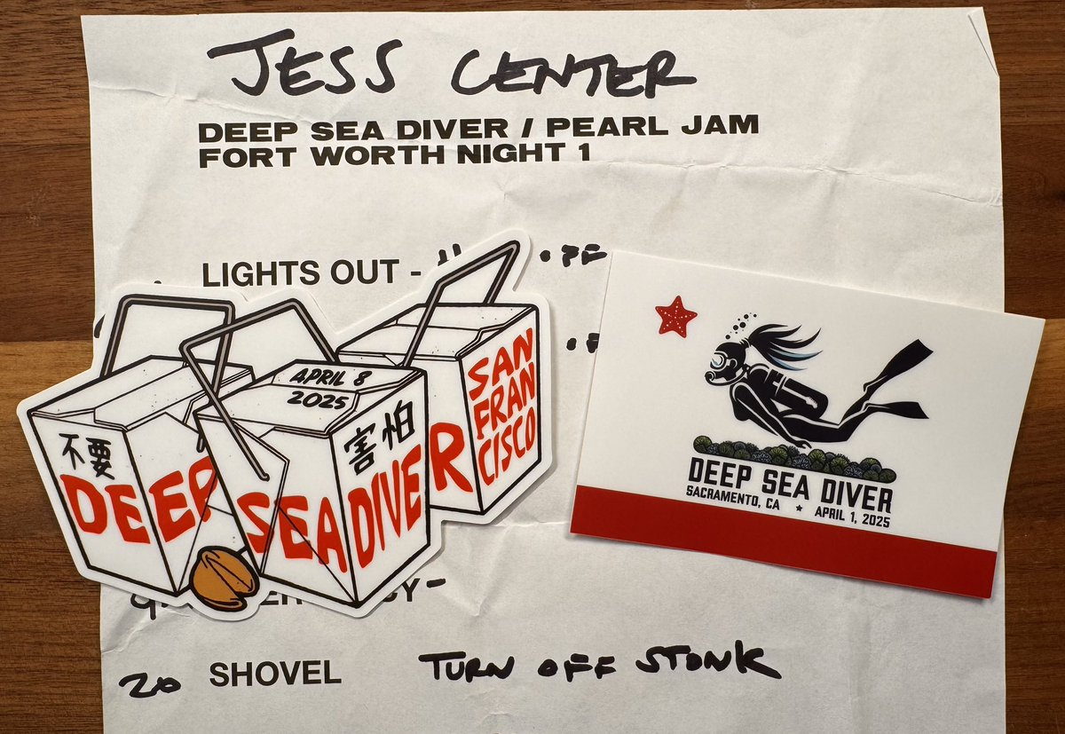 mikecanes81's tweet photo. Hey @deepseadiverbnd  Can’t wait to see you guys in the Bay Area next month! Made some stickers…want one?
@pjtourkid https://t.co/VrUdl0djbW