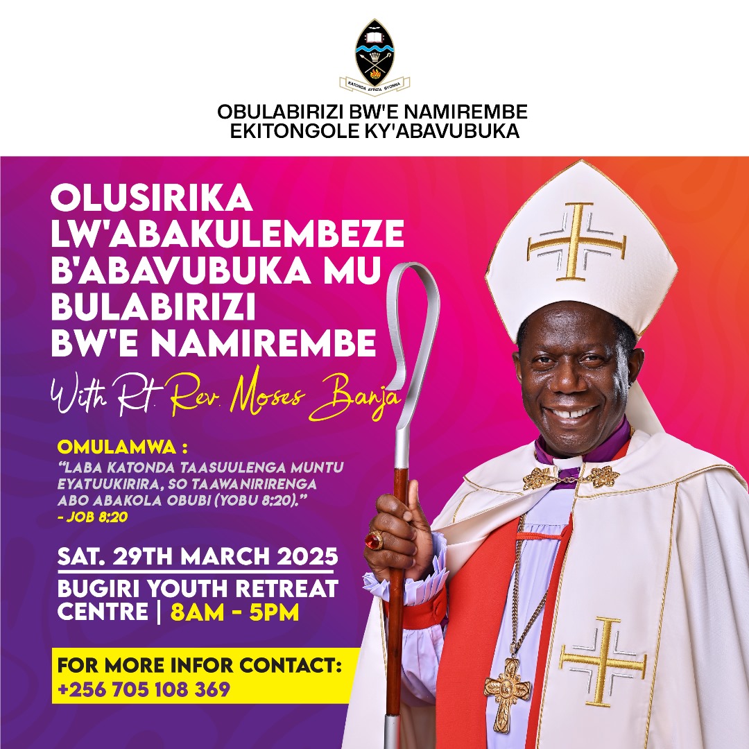 Namirembe Diocese Youth Department (@namirembeyouth) on Twitter photo To all youth leaders in the Diocese, kindly mark the date for this very important gathering when we shall meet to deliberate on issues of Youth ministry. <a href="/BishopsVoice/">Namirembe Diocese</a> <a href="/coufamilytv/">COU Family TV</a> <a href="/NamCathedral/">Namirembe Cathedral</a> <a href="/Archbp_COU/">Archbishop Stephen Kaziimba</a> <a href="/Namirembefm939/">93.9 Namirembe Fm</a> <a href="/ASCManyangwa/">All Saints Church Manyangwa</a> <a href="/St_Johns_Chapel/">St John's Chapel Mengo</a> <a href="/Educ_SportsUg/">Ministry of Education and Sports - Uganda</a> <a href="/tefeero/">Lule Tefeero</a> To all youth leaders in the Diocese, kindly mark the date for this very important gathering when we shall meet to deliberate on issues of Youth ministry. <a href="/BishopsVoice/">Namirembe Diocese</a> <a href="/coufamilytv/">COU Family TV</a> <a href="/NamCathedral/">Namirembe Cathedral</a> <a href="/Archbp_COU/">Archbishop Stephen Kaziimba</a> <a href="/Namirembefm939/">93.9 Namirembe Fm</a> <a href="/ASCManyangwa/">All Saints Church Manyangwa</a> <a href="/St_Johns_Chapel/">St John's Chapel Mengo</a> <a href="/Educ_SportsUg/">Ministry of Education and Sports - Uganda</a> <a href="/tefeero/">Lule Tefeero</a>