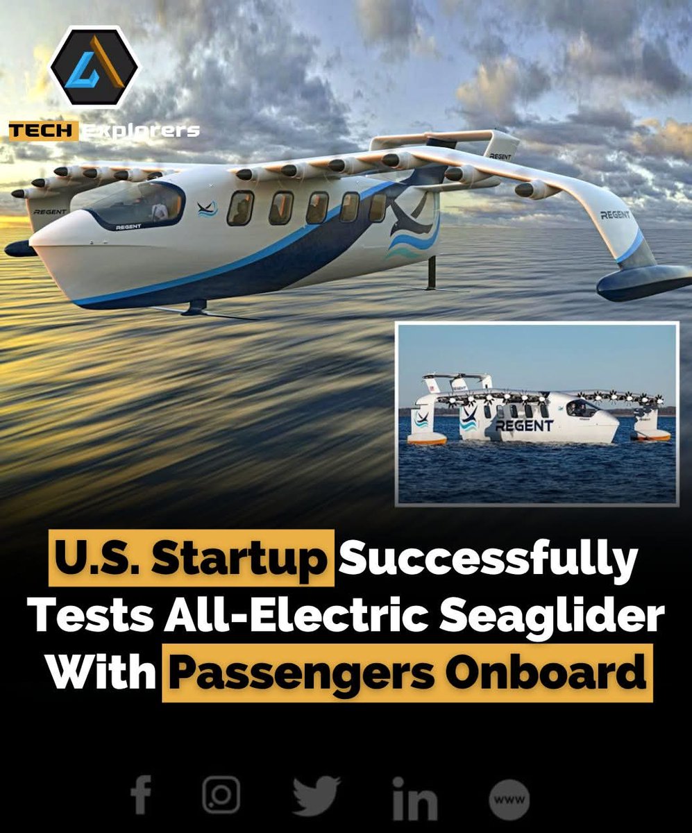 themestimes's tweet image. Rhode Island-based Regent Craft has successfully tested its full-size, all-electric seaglider, "Paladin," with humans on board. 

This 12-passenger vessel, measuring 55 feet long with a 65-foot wingspan

#RhodeIsland #Seaglider #ElectricFlight #RegentCraft #TechNews