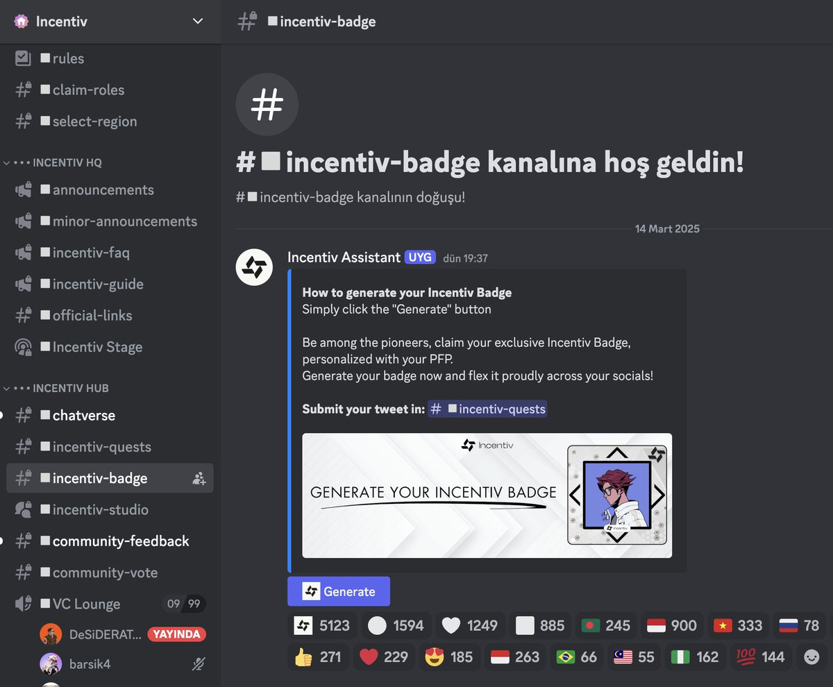 KriptoliaTR's tweet photo. 🪂 Incentiv - Onaylı Airdrop Güncellemesi 🪂

Toplam 26.290.000$ yatırım toplayan @Incentiv_net projesinde ödüllü Testnet'e katılmak üzere yeni işlemle #airdrop için yerinizi alın! 🚀

Maliyet: 0$ 💰
Süre: 2 Dk. ⌛️

Rehberimizle onaylı bu airdrop için payınızı alın! 👇

📝 Airdrop İşlemleri

Proje, Testnet katılımcılarına kesin airdrop duyurdu, daha önce waitlist'e katılmıştık, private testnet için de yerimizi alalım.

→ Hızlıca https://t.co/BK9KaWFRDk adresine gidin.

→ Verify kanalında doğrulama yapın ve ardından "incentiv-badge" kanalına gidin.

→ Generate butonuna basın ve ardından oluşturulan resmi paylaşmak için tweet butonuna basın.

→ Tweet'e oluşturulan resmi eklemeyi ve projenin hesabını etiketlemeyi unutmayın (resmi ekleyip post olarak atın).

Son olarak ardından "incentiv-quest" kanalına gidip tweet linkinizi en sonki mesajda belirtilen yere bırakın.

✔️ Tüm işlemler bu kadar. Oldukça basit olarak yerimizi alacağız. Bu postu görür görmez yapın. Yukarıdaki rehberimizle onaylı airdrop için konumlanmış oldunuz ve yatırımı ciddi.

📍 Konuyla ilgili yeni yöntemlerle sizleri güncellemeye, rehberler sunmaya devam edeceğiz. 🧑‍💻

Hiçbir şeyi kaçırmadığınıza emin olmak için Telegram grubumuza katılıp, sohbete dahil olmayı unutmayın. 👇
https://t.co/DtSCkZewkz

✅ Daha fazla bu tarz içerik için bizi "@KriptoliaTR" takip etmeyi unutmayın!