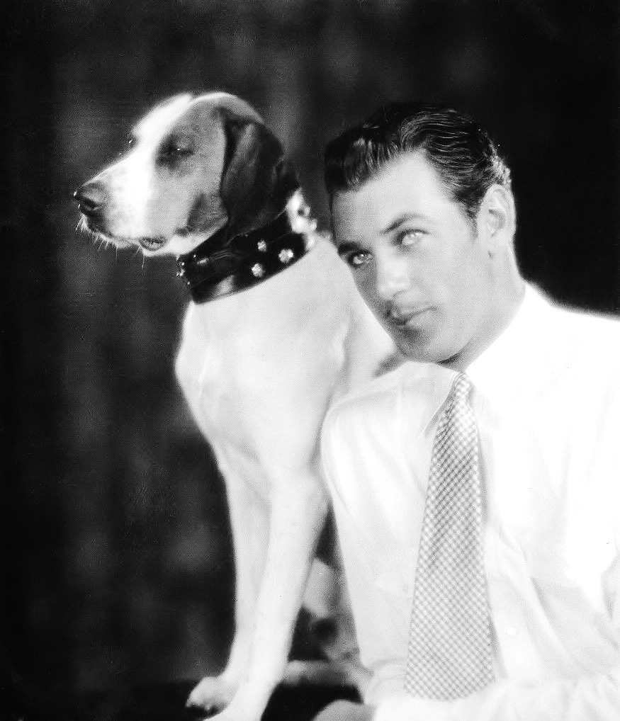 Gary Cooper with his dog, 1929.