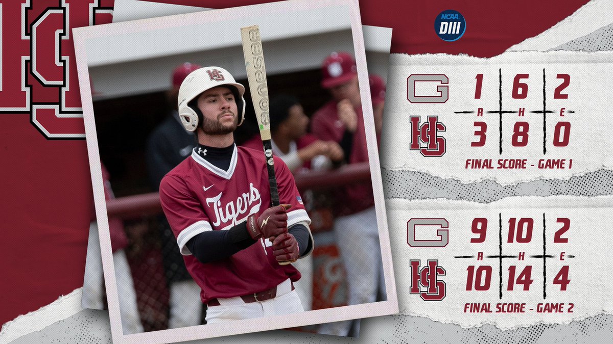 H-SC Athletics (@hscathletics) on Twitter photo TIGERS SWEEP! <a href="/HSC_Baseball/">Hampden-Sydney Baseball</a> takes ✌️ past Guilford, winning 3-1 & 10-9. Noah Lewis w/15K for CG win in opener, Chase Sanford w/4 hits & 4 RBIs, Jack Wilson w/2 hits, including a HR in nightcap, Alex Fitz-Hugh w/win in relief. #RollTigers🐅 #ODAC #d3baseball TIGERS SWEEP! <a href="/HSC_Baseball/">Hampden-Sydney Baseball</a> takes ✌️ past Guilford, winning 3-1 & 10-9. Noah Lewis w/15K for CG win in opener, Chase Sanford w/4 hits & 4 RBIs, Jack Wilson w/2 hits, including a HR in nightcap, Alex Fitz-Hugh w/win in relief. #RollTigers🐅 #ODAC #d3baseball