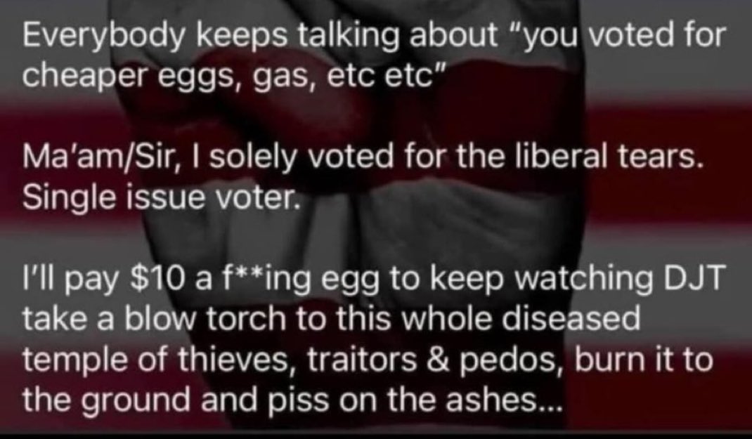 Except I have chickens and don’t give a FUCK about the price of eggs!