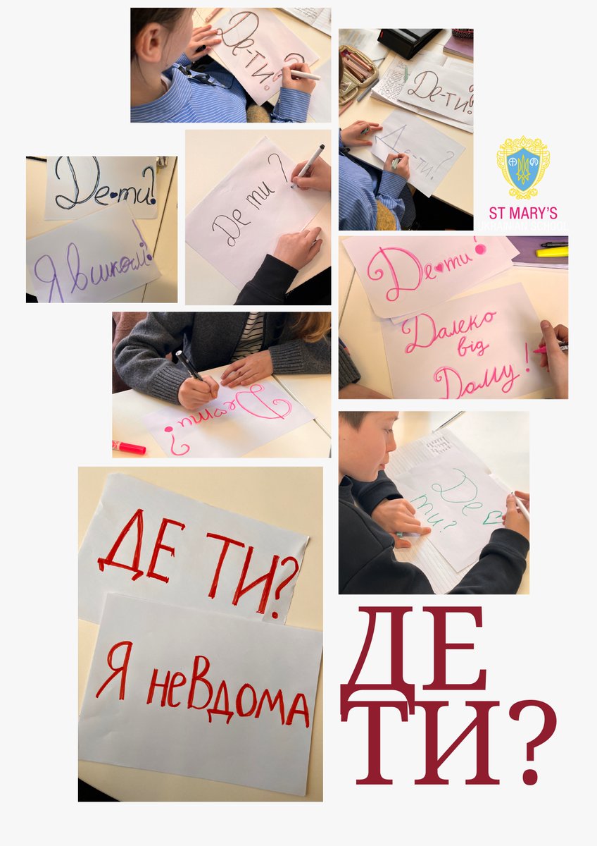 StMarysTrust's tweet photo. Children at St Mary's Ukrainian Schools in London, Woking, Glasgow honoured the memory of Mariupol Drama Theatre Victims. 
#DETYWhereAreYou #DETYproject  #StandWithUkraine https://t.co/re9l7phT2h