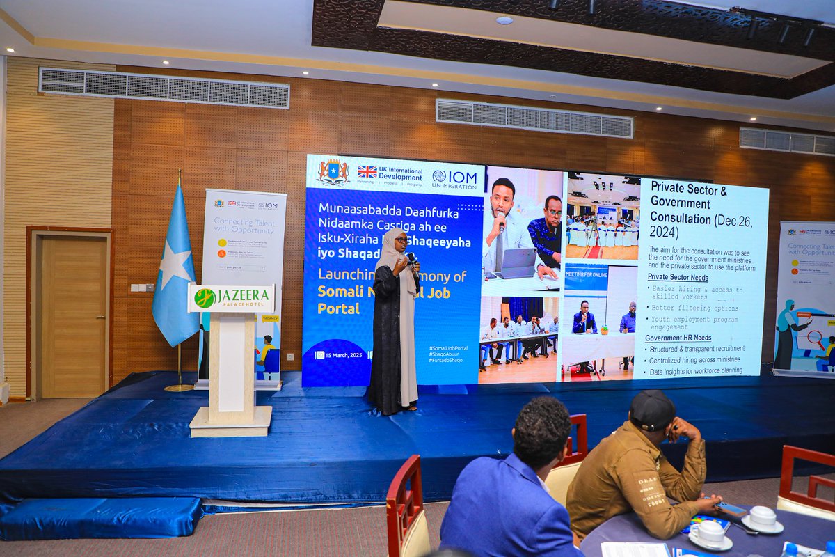 VeynuusFirm's tweet photo. Veynuus CEO @Naima_Ablaal took the stage at the Somali Job Seeker Portal launch, presenting:
โ
The portalโs vision & impact
โ
How it connects job seekers & employers
โ
What this means for Somaliaโs workforce
#SomaliJobSeekerPortal #JobPortal #TechForJobs #Somalia #Veynuus https://t.co/AWCGYM7ENC