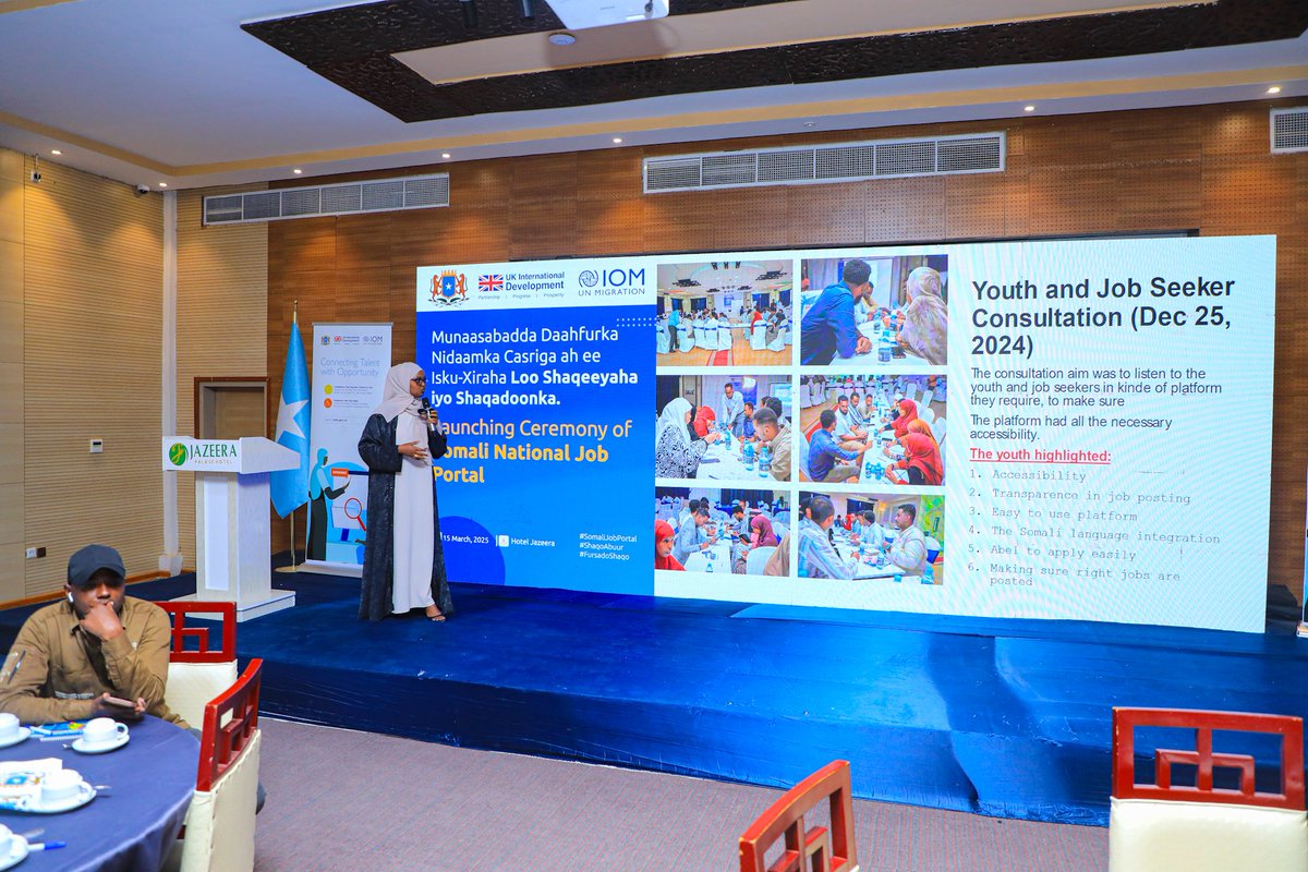 VeynuusFirm's tweet photo. Veynuus CEO @Naima_Ablaal took the stage at the Somali Job Seeker Portal launch, presenting:
โ
The portalโs vision & impact
โ
How it connects job seekers & employers
โ
What this means for Somaliaโs workforce
#SomaliJobSeekerPortal #JobPortal #TechForJobs #Somalia #Veynuus https://t.co/AWCGYM7ENC