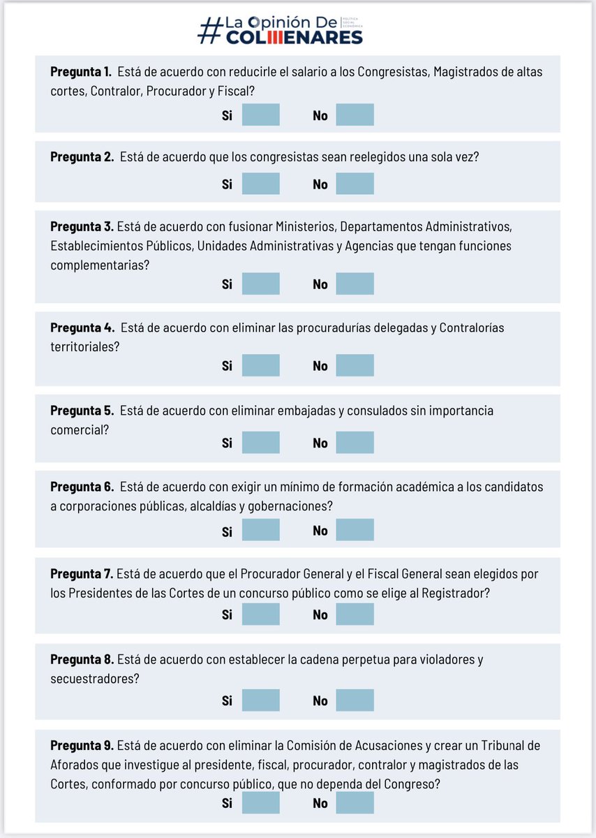 lcolmenaresr's tweet photo. #LaOpinionDeColmenares.     
 Discúlpeme señor presidente @petrogustavo de manera respetuosa le anexo mi contribución a la consulta popular que usted tiene previsto convocar. Considérelo por favor: https://t.co/uORz1Cs58M