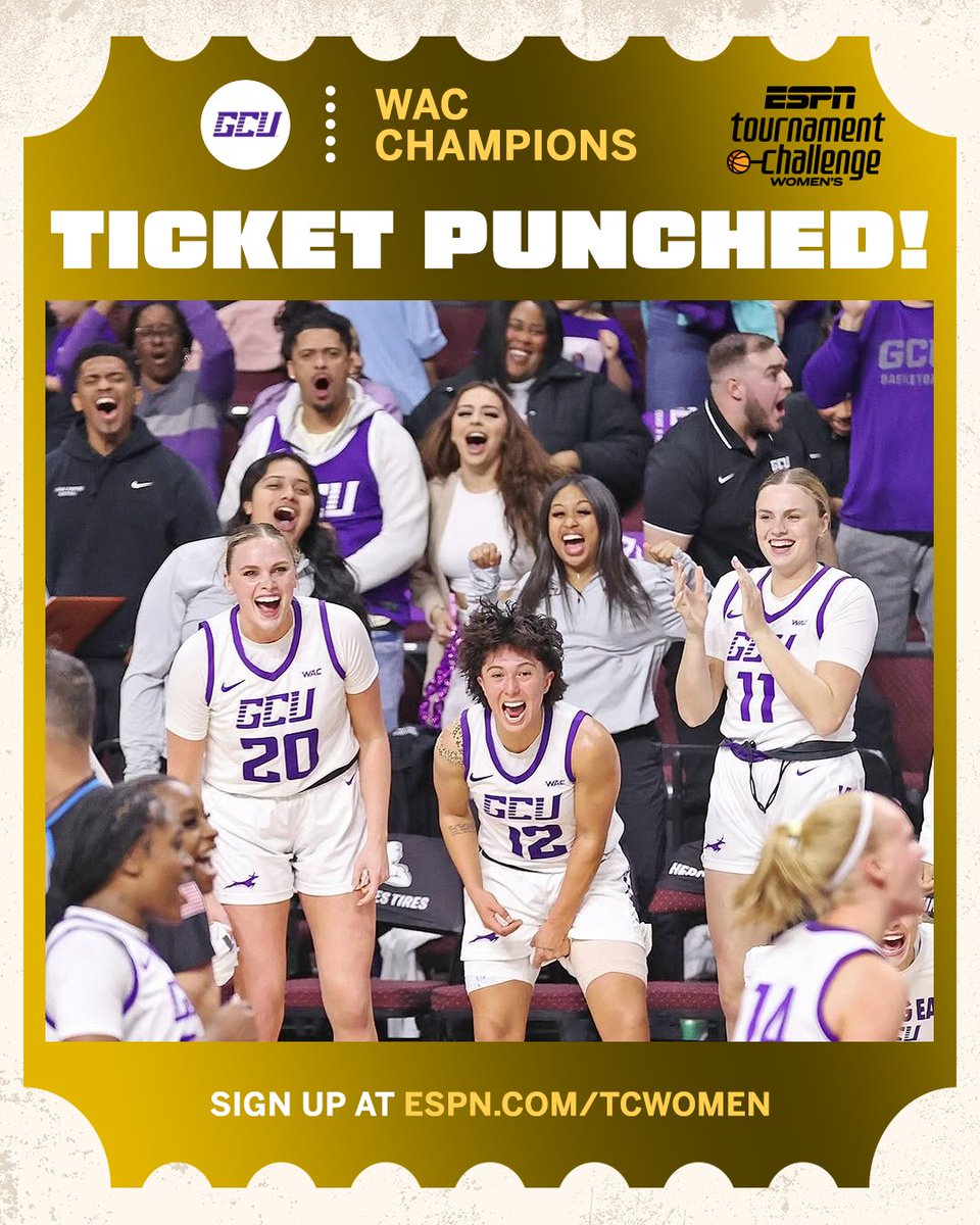 FIRST WAC CHAMPIONSHIP IN PROGRAM HISTORY FOR GRAND CANYON 👏 

The Lopes will be making their first NCAA tournament appearance at the D-I level 😤