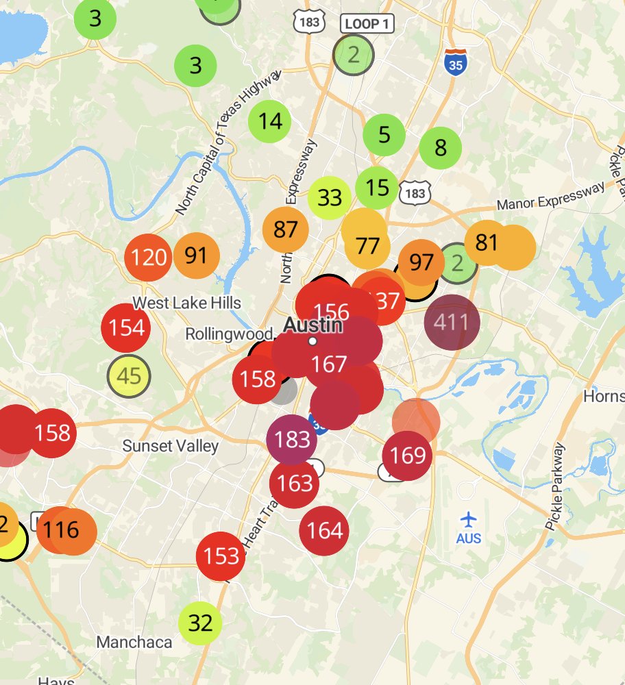 Thick wildfire smoke from Fredericksburg is rolling into Austin.