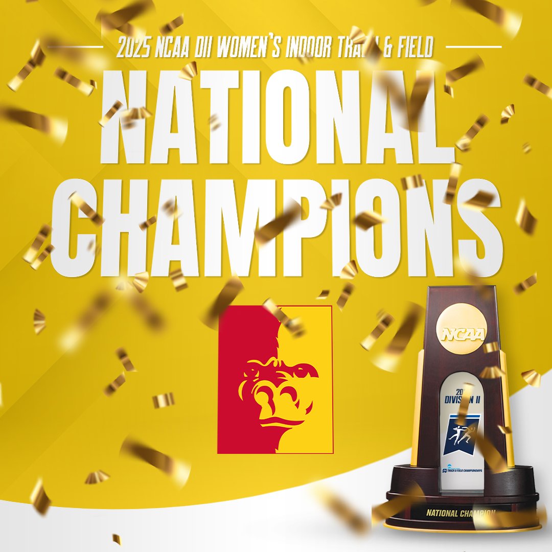 USTFCCCA (@ustfccca) on Twitter photo Congratulations to <a href="/GorillasTrack/">Pitt State Track & Field</a> for winning the women's team title at the 2025 <a href="/NCAADII/">NCAA Division II</a> Indoor Track & Field Championships in Indianapolis, Indiana! Congratulations to <a href="/GorillasTrack/">Pitt State Track & Field</a> for winning the women's team title at the 2025 <a href="/NCAADII/">NCAA Division II</a> Indoor Track & Field Championships in Indianapolis, Indiana!