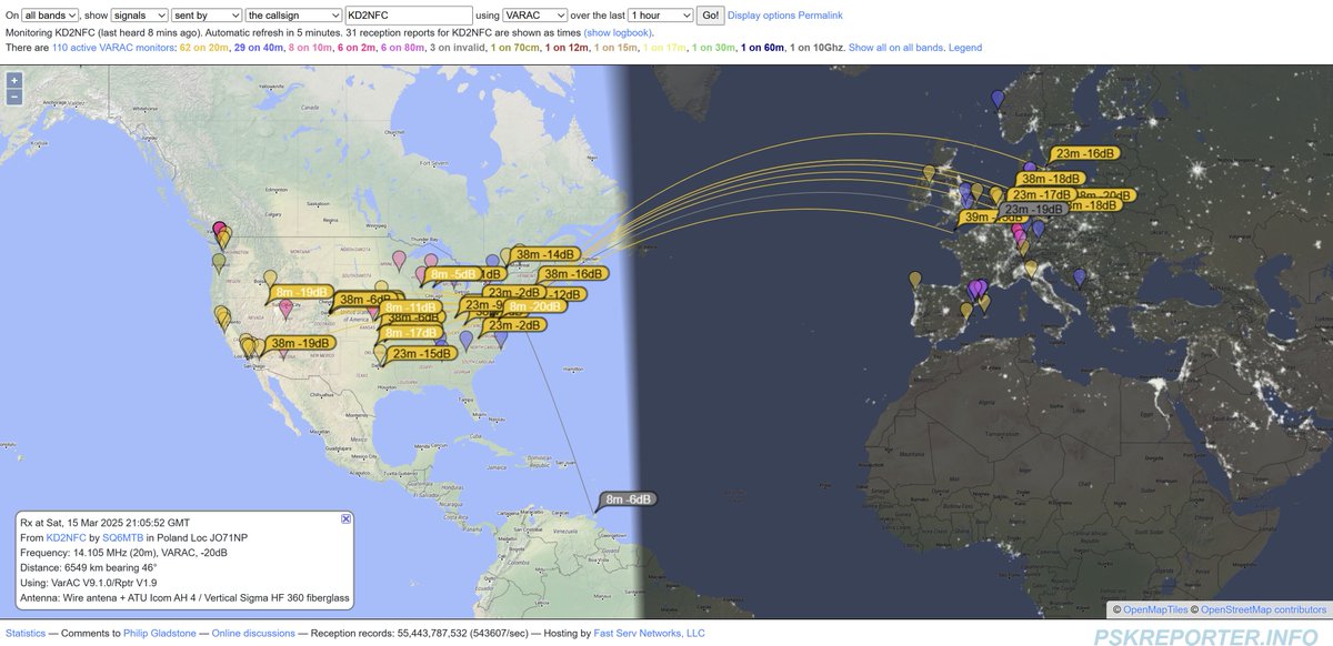 PumaTPG's tweet image. Transmitting beacons and being hear all over the world. #Hamradio #KD2NFC