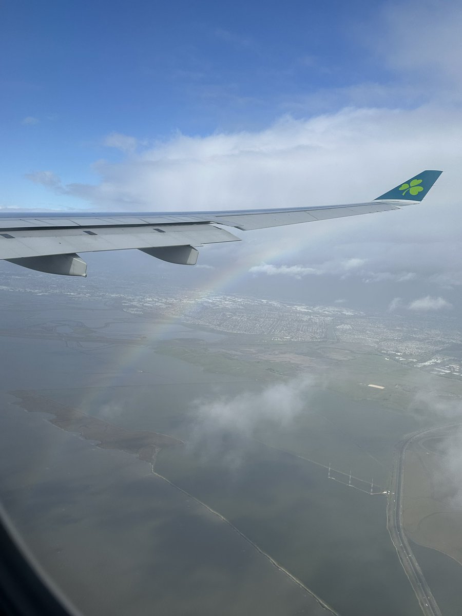 Landing at SFO International yesterday enroute from Dublin Ireland on Aer Lingus. Loved how the rainbow stops at the Aer Lingus logo on the wing.  Still looking for that pot of gold.  Happy St. Patrick’s Day everyone!
