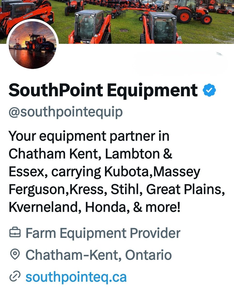 "X" account alert! Need your assistance.
The location in Chatham, ON has officially changed its name from C.L.Benninger Equipment to Southpoint Equipment. 
Please flip over to the "new" X site for Southpoint Equipment. <a href="/southpointequip/">Southpointeq</a> 
SAME GREAT PEOPLE, NEW NAME.