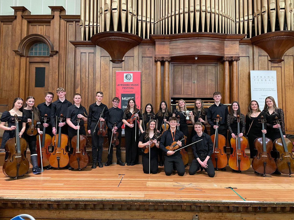 📣 What a day for us all 🥰 We are immensely proud of our young musicians! South Ayrshire Senior String Orchestra won ‘Class 500 - Senior String Orchestras’ at the Ayrshire Music Festival and are winners of the Walker Challenge Cup! We- couldn’t be happier 👏 🥇 🏆 🎶 🥹