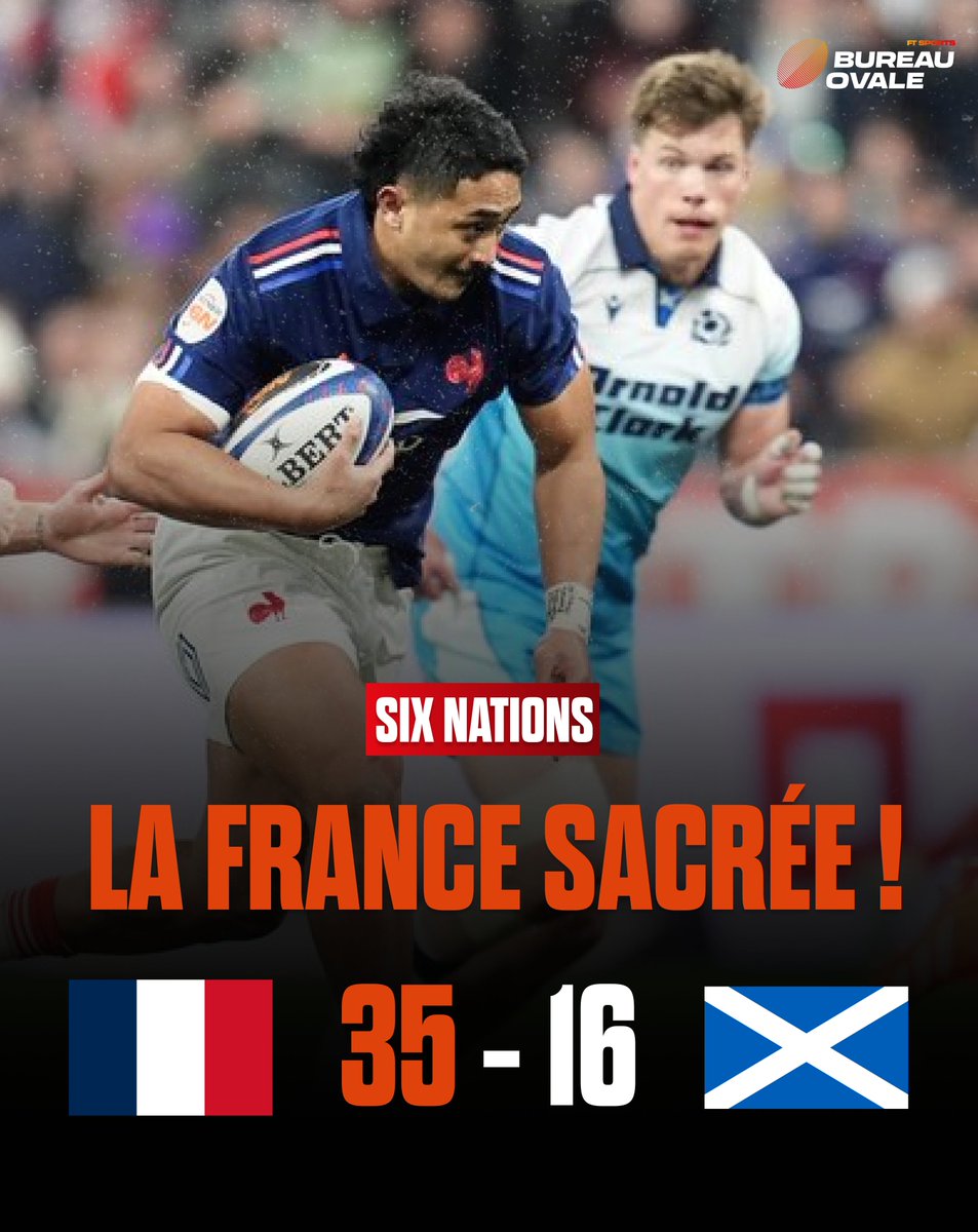 🏉 𝗟𝗔 𝗙𝗥𝗔𝗡𝗖𝗘 𝗥𝗘𝗠𝗣𝗢𝗥𝗧𝗘 𝗟𝗘 𝗦𝗜𝗫 𝗡𝗔𝗧𝗜𝗢𝗡𝗦 !

Après une victoire solide face à l'Ecosse, le XV de France remporte le tournoi des Six Nations. Son 2e sous l'ère Galthié !

#xvdefrance #SixNations #rugby #FFR