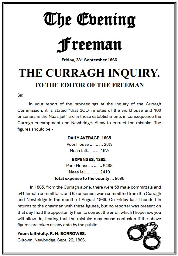 curraghhistory's tweet image. In a report to the Curragh Commission in 1866, a submission was given on the breakdown of the prisoner committals to the Poor House and Naas Jail in 1865. The majority committals were women and assumed to be from “The Curragh Wren”.
curragh.info/archives/TheCu…