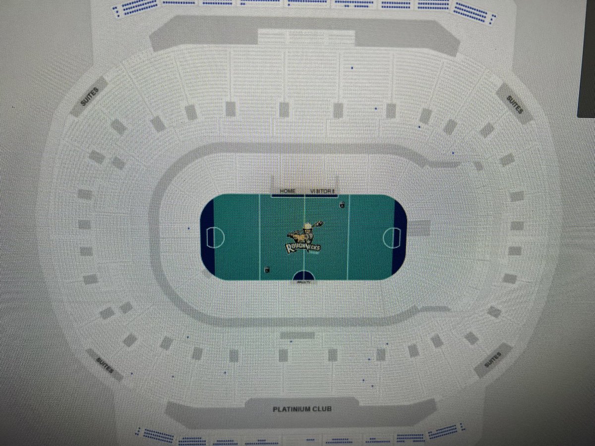 Safe to say it’s going to be a party tonight at the <a href="/NLLRoughnecks/">Calgary Roughnecks</a> game. 

Blue dots = 🎟️ 

Lower Bowl= SOLD OUT
2nd Bowl= SOLD OUT (maybe 4 single blue dots) 
Press Levels= Party’s moving up your way