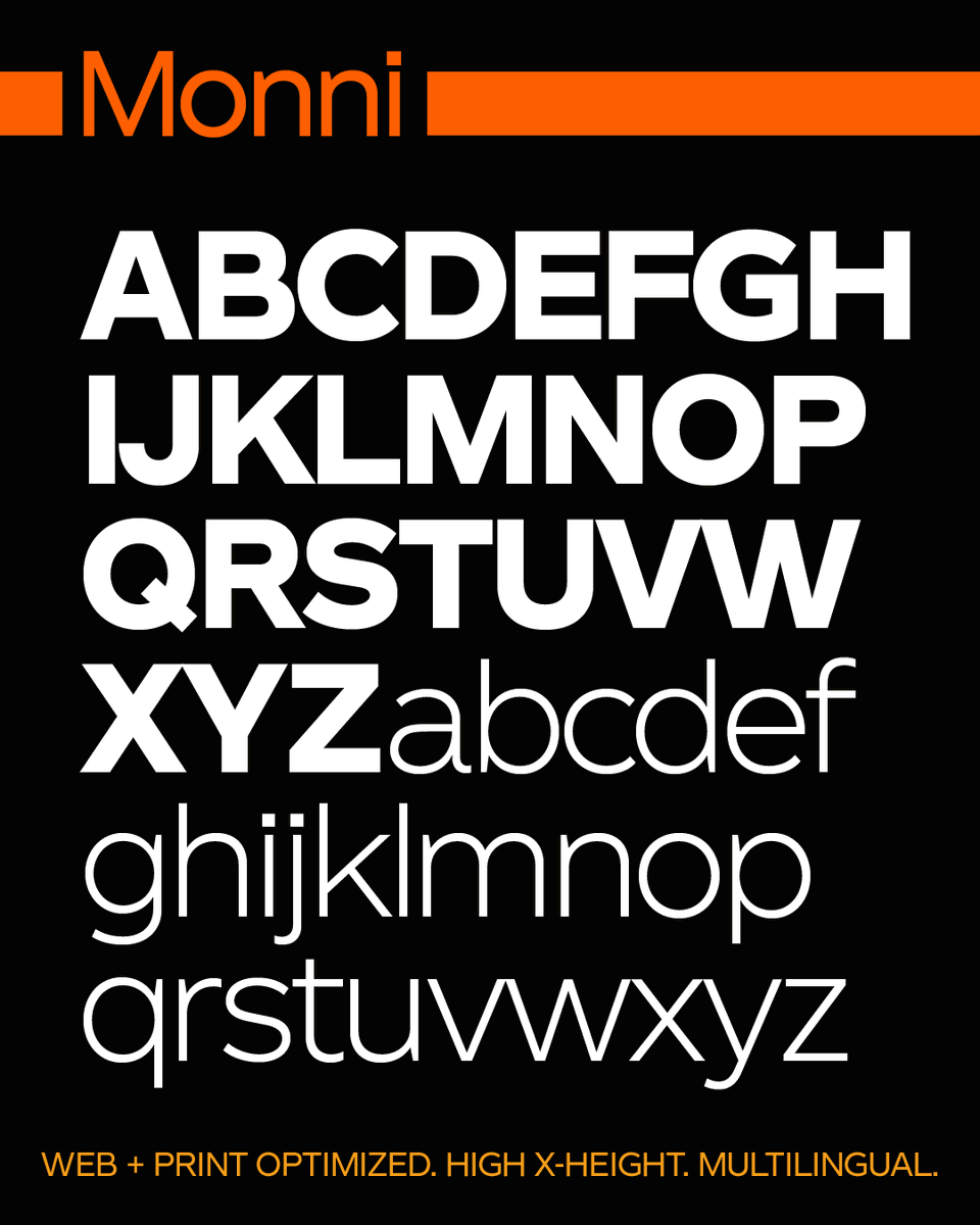 momentum18's tweet image. Meet Monni, our best-selling font for coordinated web and print tactics. High x-height and multilingual.