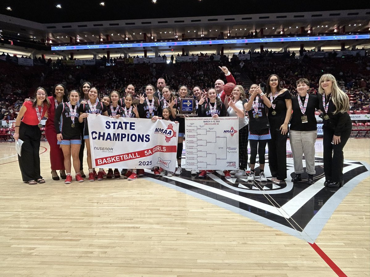 _NMAA's tweet photo. Congratulations to the Girls Class 5A State Champions from Sandia, winners of the 2025 Nusenda Credit Union State Basketball Championships! @nusendacu https://t.co/g9ace3O5U1