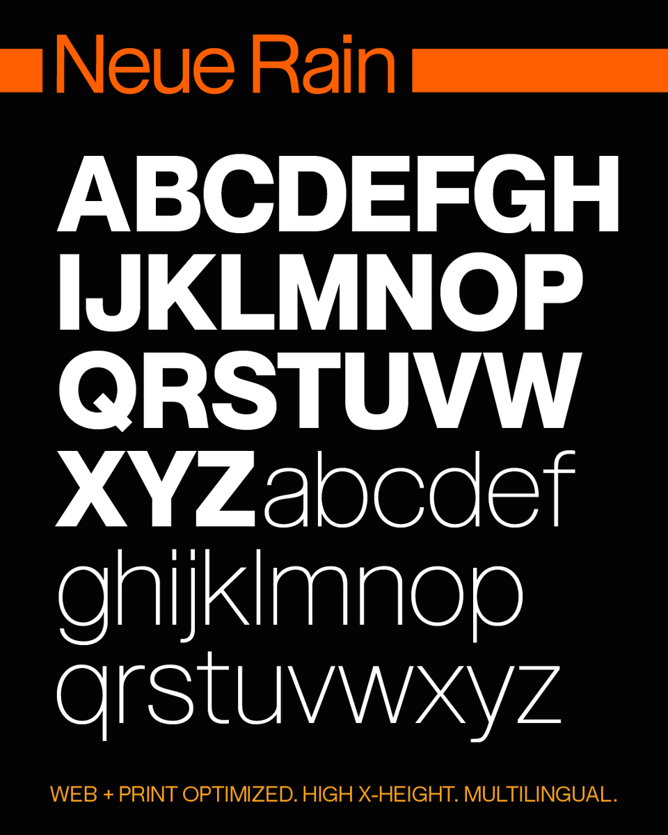 momentum18's tweet image. Meet Neue Rain - Neue June's younger sister font.